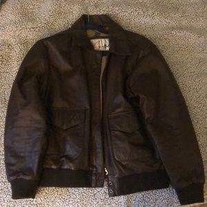 Leather bomber jacket